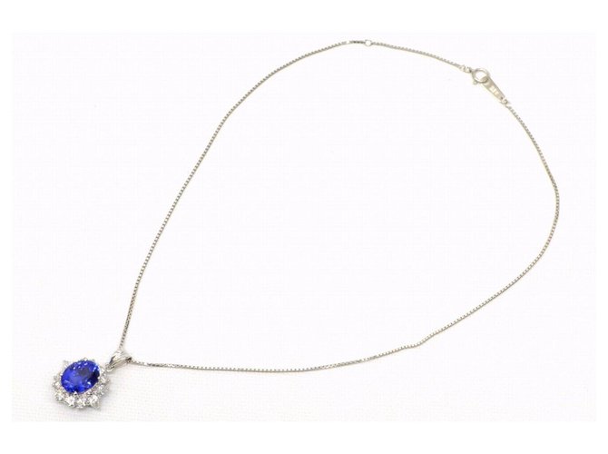 Autre Marque Unbranded Tanzanite Diamond Chain Necklace Blue  ref.134574