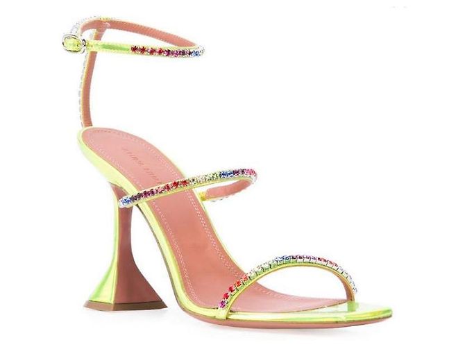 Sandali Amina Muaddi Gialli con Catena Taglia 37.5 Giallo