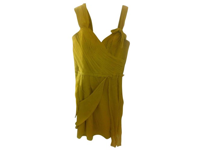 Vera Wang Vestidos Amarillo Seda  ref.134599