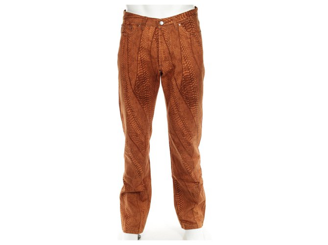 Gianfranco Ferré GIANFRANCO FERRE JEANS - PANTALON IMPRIMÉ PYTHON DROG POUR JAMBES Coton  ref.133818