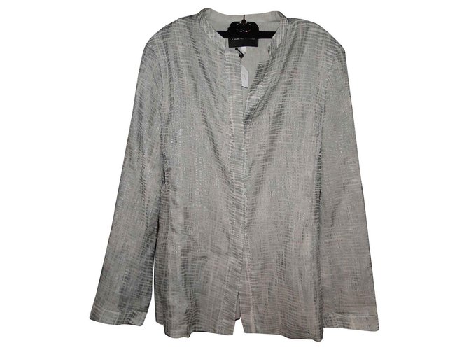 GIORGIO ARMANI giacca in seta e lino metallizzato Grigio Biancheria  ref.134518