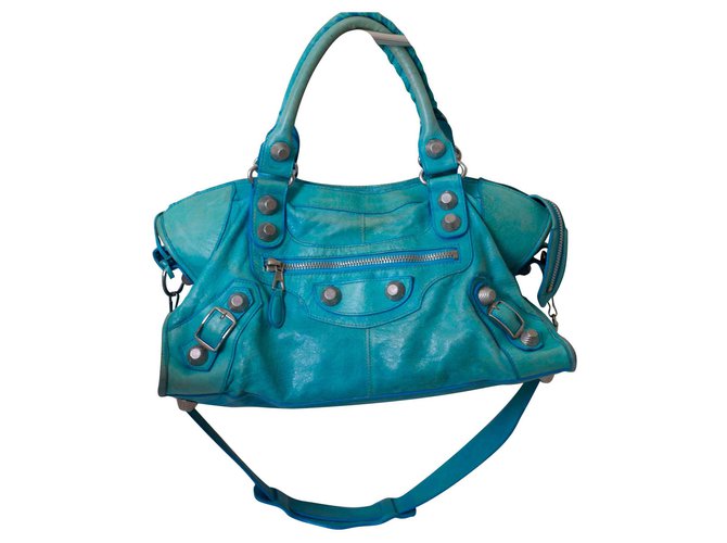 Sac city Balenciaga Cuir Bleu  ref.134547