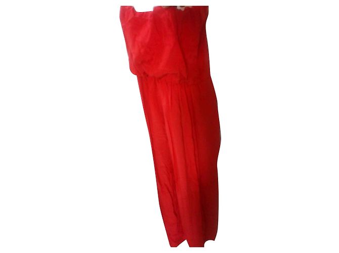 Autre Marque Marlene Birger Kleid aus Seide Rot mit Schlitz Größe S