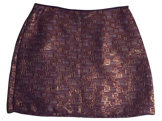 Falda Marni Metalizada Matellasse Bronce Seda Multicolor Metálico