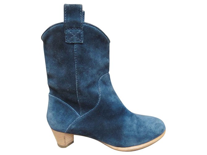 Marc by Marc Jacobs ankle boots, State like new Blue Deerskin  ref.134584