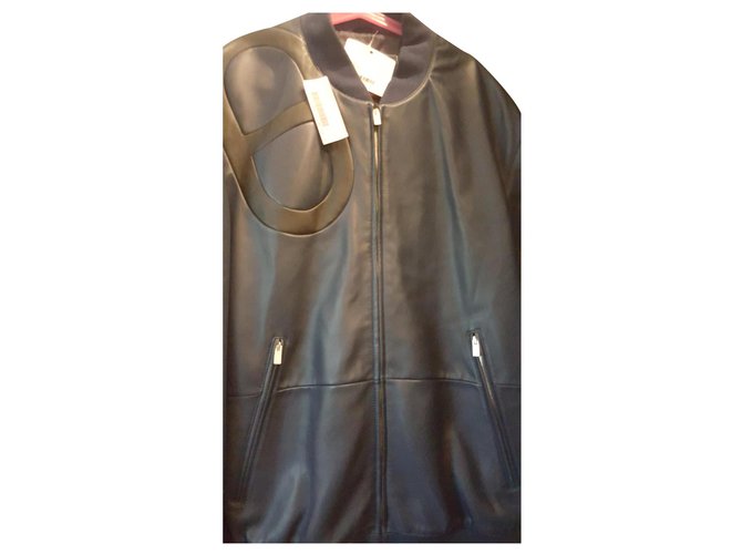 Hermès Blazers Jackets Navy blue Leather  ref.134631