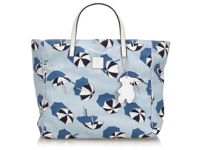 Gucci Blue Printed Canvas Tote Bag Multiple colors Light blue Leather Cloth Cloth  ref.134678
