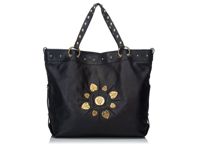 Gucci Irina-Einkaufstasche aus schwarzem Leder Golden  ref.134685