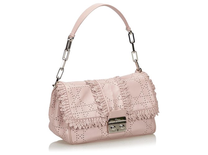 Dior Pink Perfurado Couro Novo Bloqueio Flap Bag Rosa  ref.134693