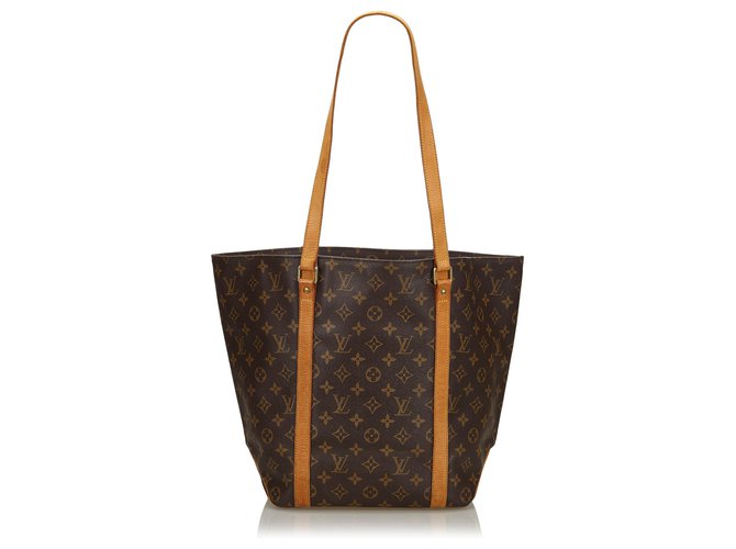 Louis Vuitton Brown Monogram Sac Shopping 48 Leather Cloth  ref.134704
