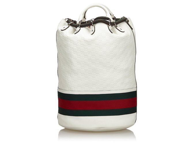 Gucci White Guccissima Web Aquariva Backpack Multiple colors Leather  ref.134737