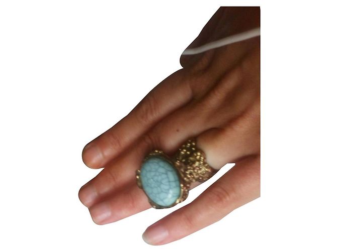 Anello Harpo in metallo blu e rame