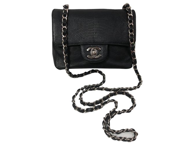 Mini Chanel Black Leather  ref.134779
