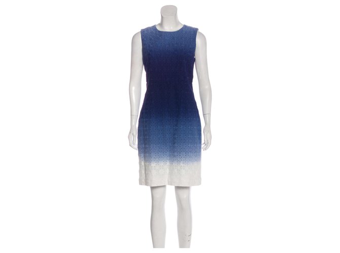 Diane Von Furstenberg DvF Kedina robe en coton eylet Blanc Bleu Bleu foncé  ref.134836