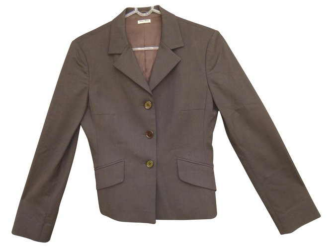 Miu Miu jacket chocolate color Dark brown Wool Viscose Elastane  ref.134841
