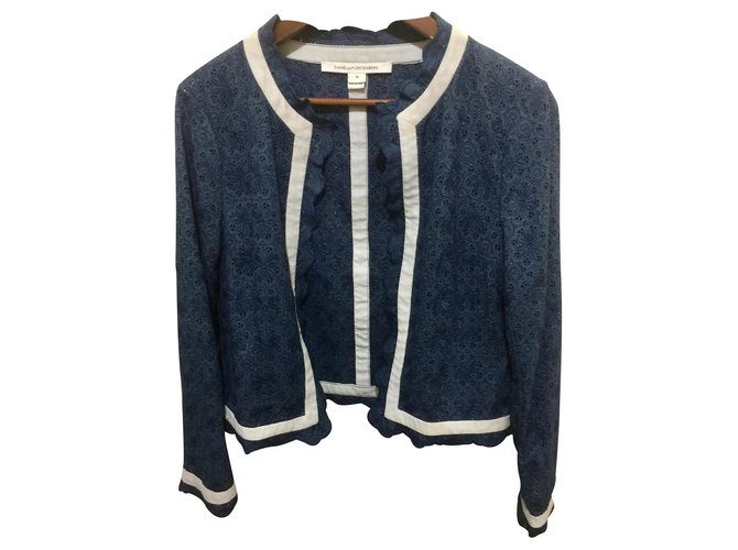 Diane Von Furstenberg DvF Katie jacket Blue Cotton  ref.134843