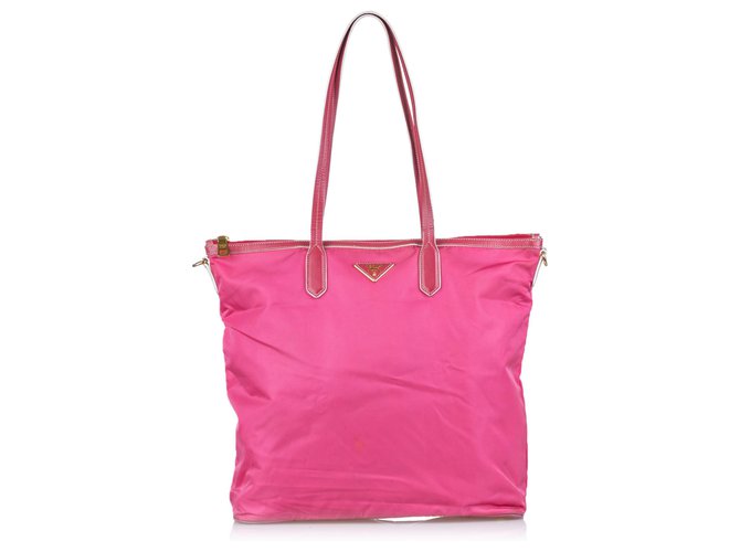 Prada Pink Nylon Satchel Leather Cloth  ref.134895