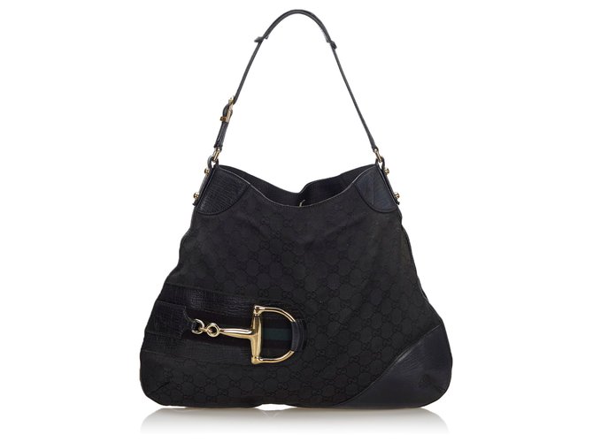 Gucci Black GG Canvas Hasler Hobo Bag Leather Cloth Cloth  ref.134915