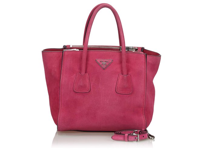 Leather Tote Bag in Pink - Prada