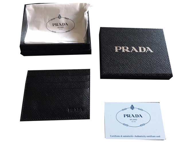 Prada card wallet Black Leather  ref.134946