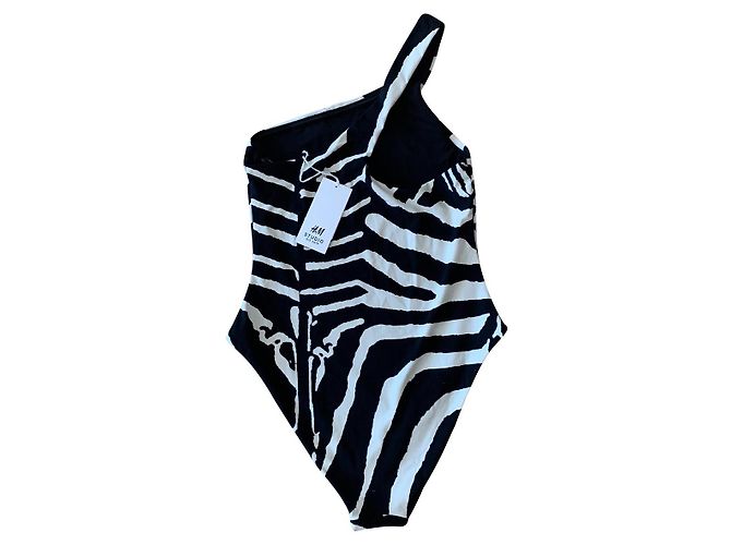 Marni For H&M Costume intero intero con stampa zebra nera ed ecru Nero