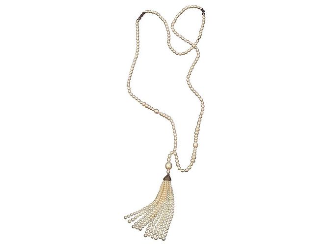 Colar Tiffany & Co Gatsby de pérolas e prata Eggshell Fora de branco