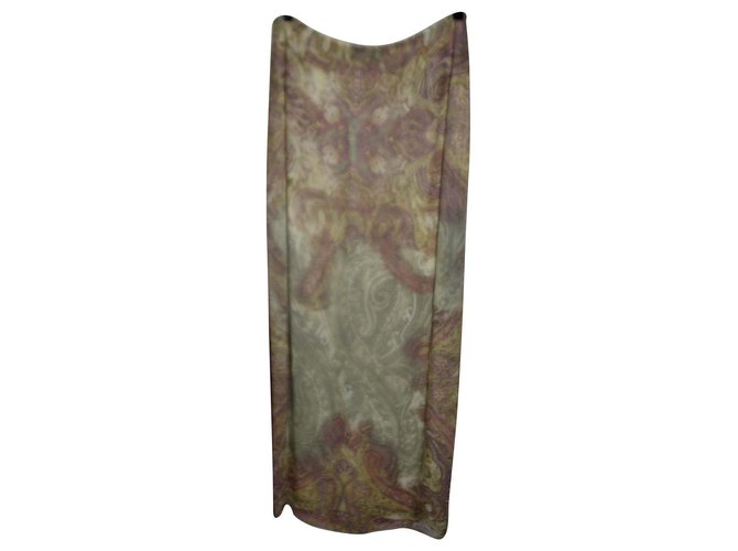 Etro Maxi jupe en mousseline de soie paisley avec logo Viscose Multicolore  ref.134989
