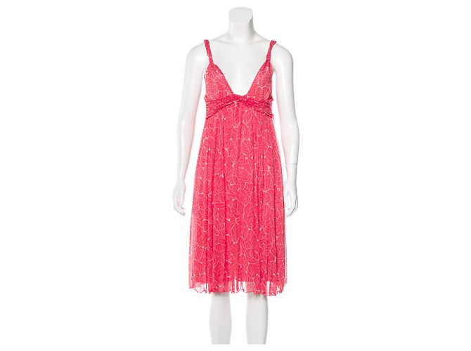 Diane Von Furstenberg Glenn Seidenkleid rot beige Gr. 8