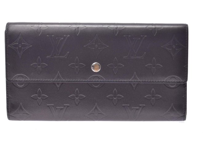 Louis Vuitton Long Wallet Black Leather  ref.135058