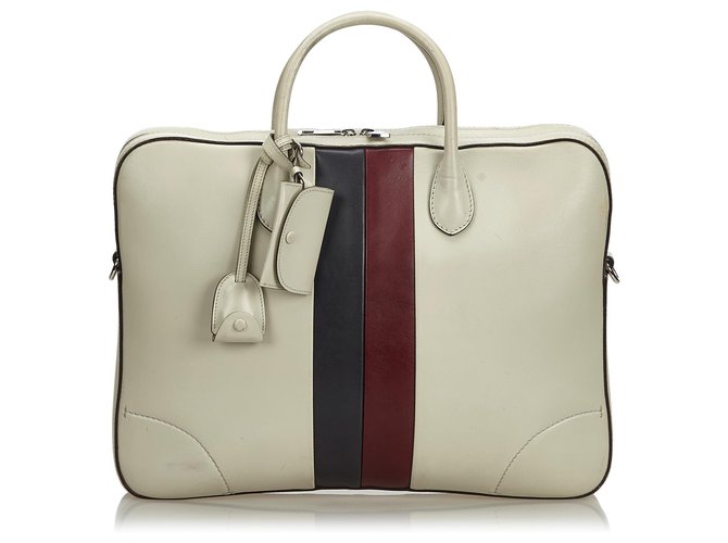 Gucci White Web Leather Briefcase Multiple colors  ref.135078