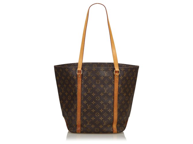 Louis Vuitton Brown Monogram Sac Shopping 48 Leather Cloth  ref.135086