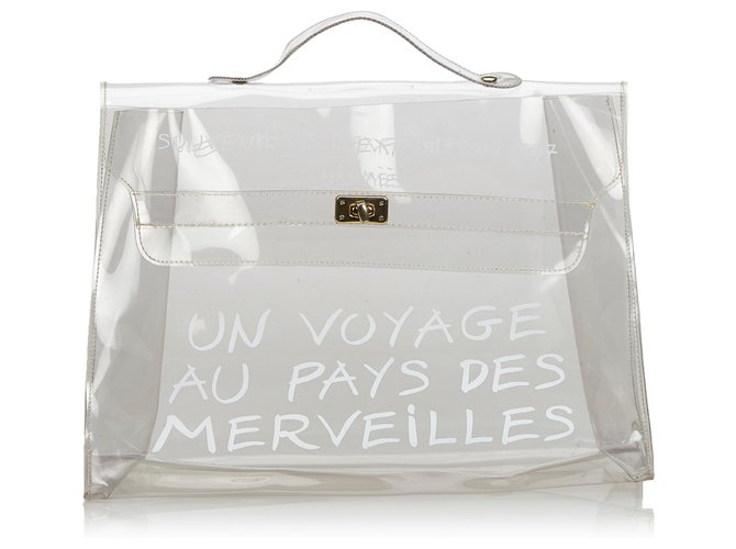 Hermès Hermes White Vinyl Kelly Handbag Bianco Plastica  ref.135105