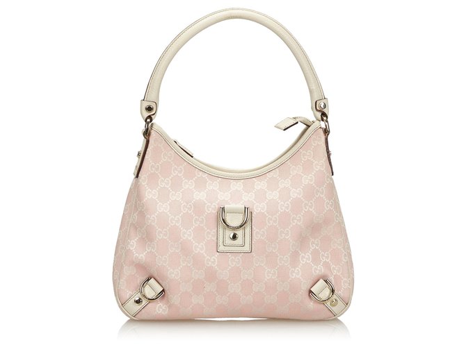 Gucci Pink GG Canvas Abbey Shoulder Bag White Leather Cloth Cloth  ref.135114