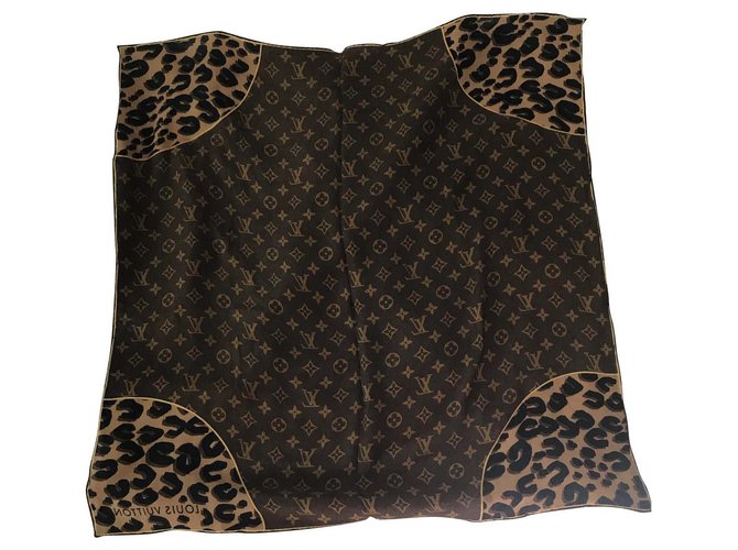 Louis Vuitton Scarves Dark brown Silk  ref.135157
