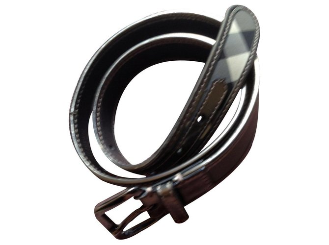 Burberry Belt Dark grey Patent leather  ref.135171