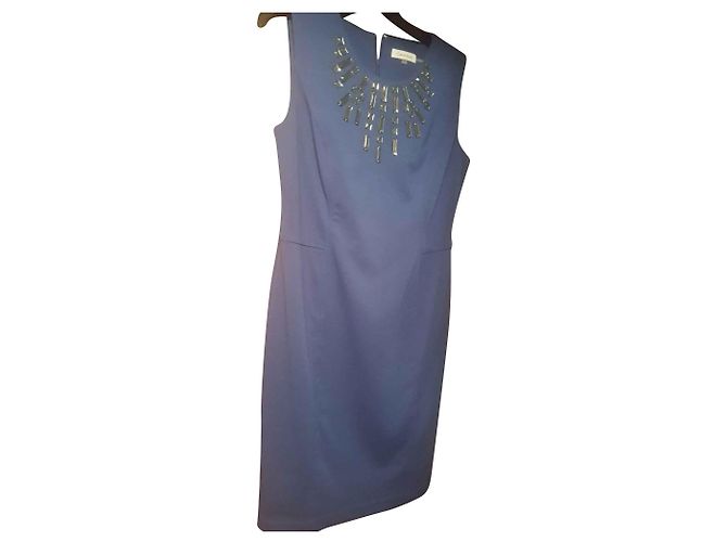 Calvin Klein Ärmelloses blaues knielanges Kleid