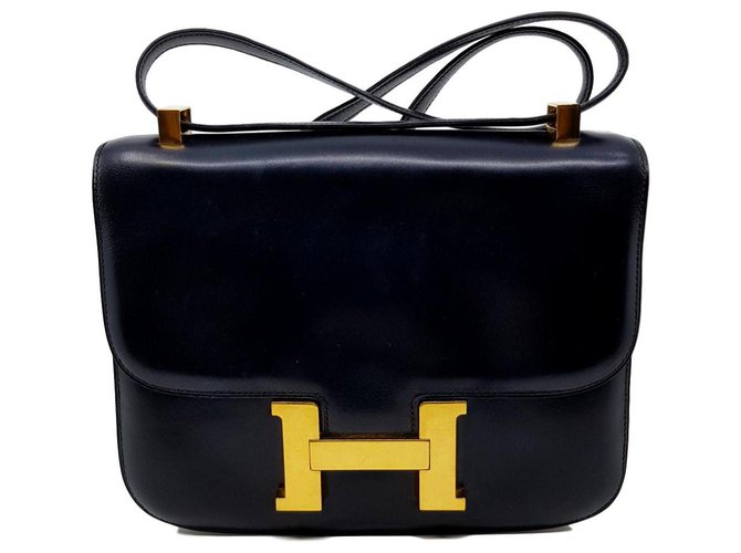 Hermès Constance 23 caja de cuero negro  ref.135194