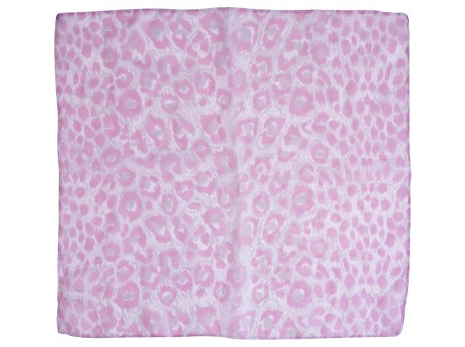 Autre Marque Leopard Pattern Scarf Pink and Grey