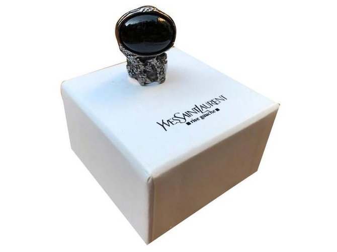 Arty Yves Saint Laurent black ring Silvery Metal  ref.135351