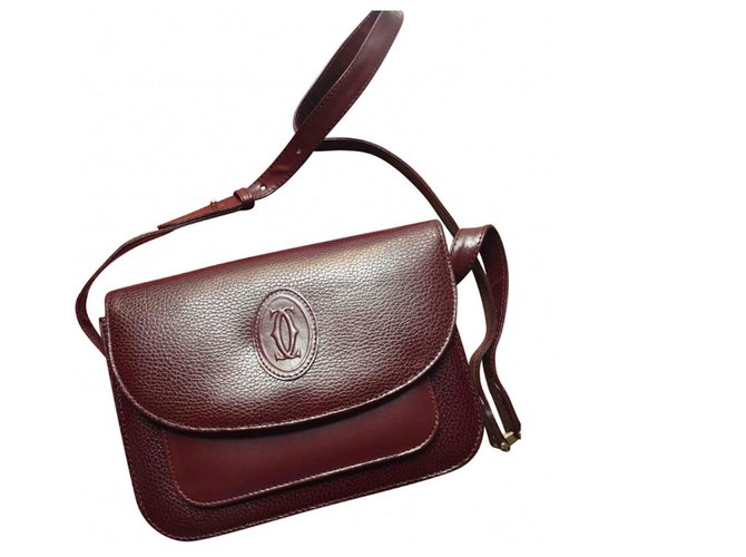 classic Handbags Leather Dark red 