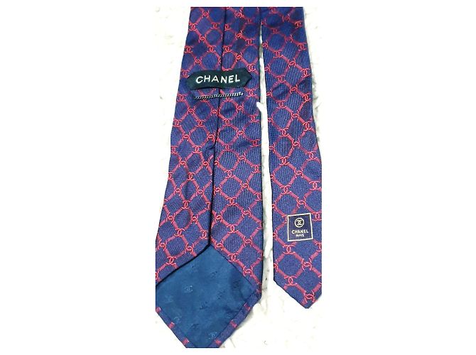 Silk chanel tie Red Navy blue