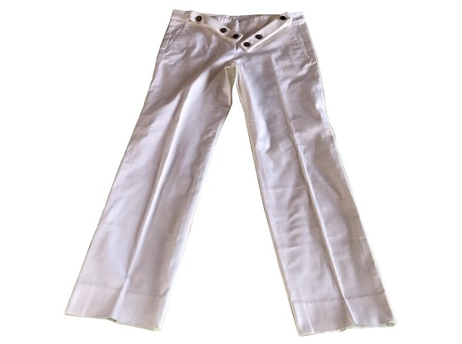 Yves Saint Laurent White Pants Cotton  ref.135430