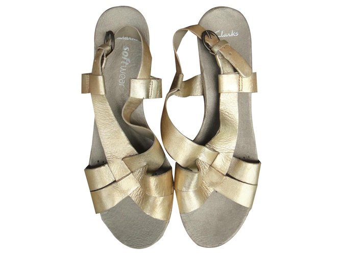 Sandálias Clarks "sftwear" Dourado Couro  ref.135444
