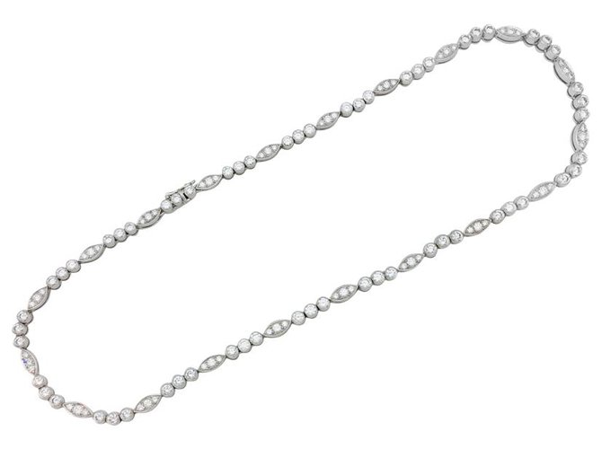 Cartier necklace "Lace" in platinum, white gold and diamonds.  ref.135483