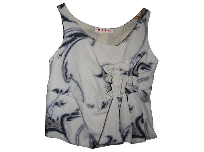 Marni Flower Pattern Cotton Top Eggshell