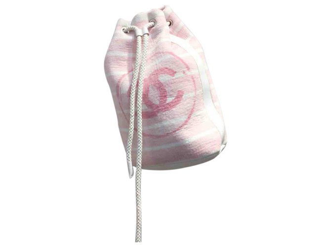 Chanel Backpacks Pink White Cotton  ref.135519