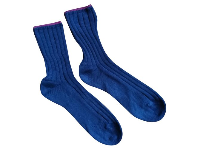 Miu Miu socks Dark red Navy blue Cotton  ref.135590