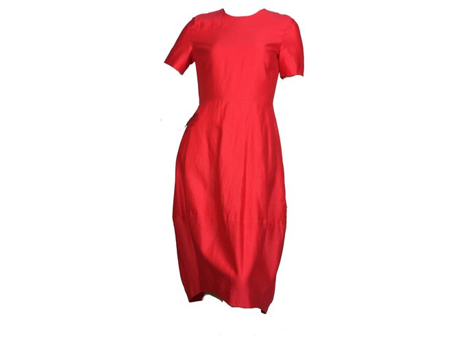 Cos Vestido de casulo vermelho coral Seda Algodão  ref.135623