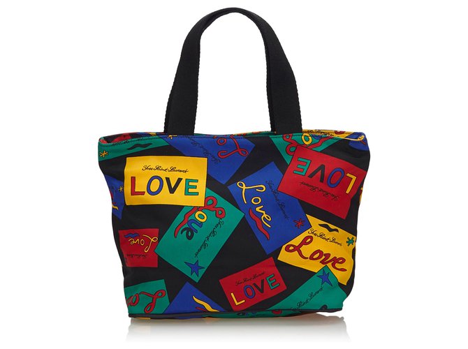 Yves Saint Laurent YSL Black Love Printed Nylon Handbag Multiple colors Cloth  ref.135706