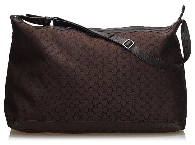 Gucci Brown GG Canvas Travel Bag Dark brown Leather Cloth Cloth  ref.135714